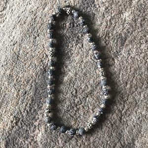 Jilzarah black and white clay bead necklace